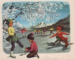 Vintage Children Ice Skating 250