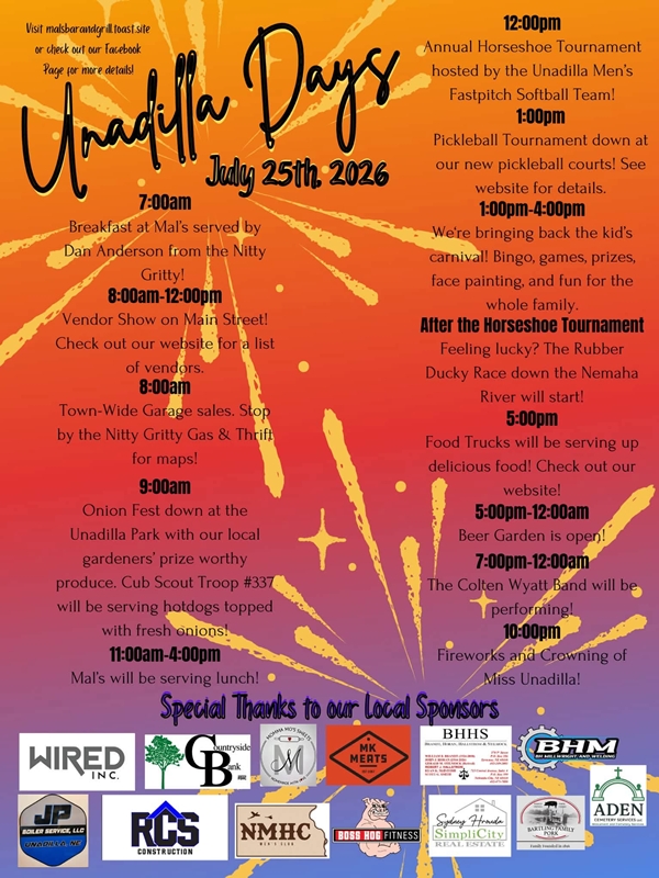 Unadilla Days schedule poster 600