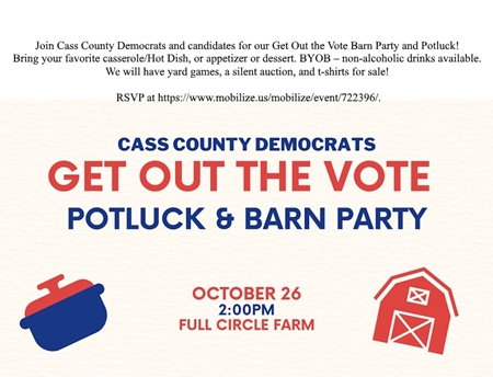 Cass Co Democrats Barn Party and Potluck Flyer 450