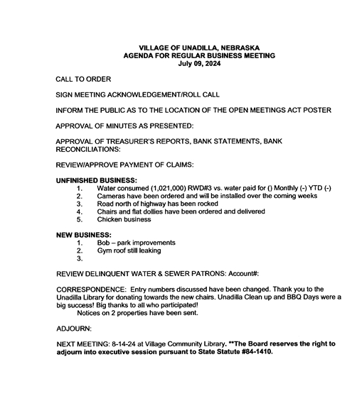 July 2024 Agenda 495